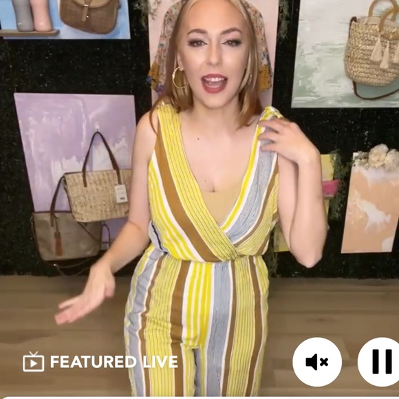 NWT Hem & Thread Boho Jumpsuit | Tie Back | Yellow Striped - Picture 5 of 15